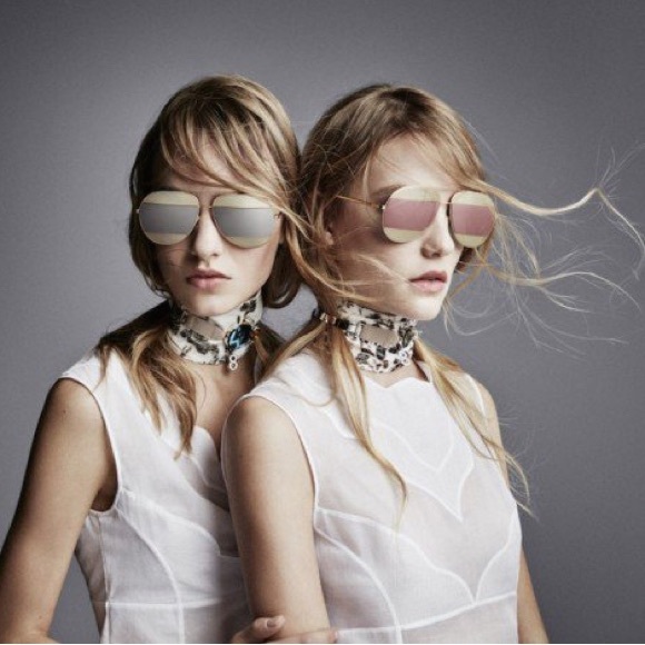 Christian Dior “Linda Farrow” Mirrored Split Aviator Sunglasses - Picture 1 of 12